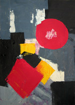 Rotes Quadrat und roter Kreis | Druckfarben auf Papier | 2007 | 70 cm x 50 cm