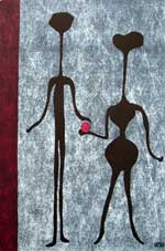 Adam und Eva - mit Druckstock | 2001 | 70 cm x 50 cm | 3-farbig