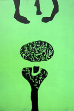 Under the moon I - mit Druckstock | auf Leinwand | 2002 | 60 cm x 40 cm | 2-farbig