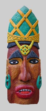 Pekal - Herscher von Palenque | Linde farbig gefasst | 1994 | 62 cm x 24 cm